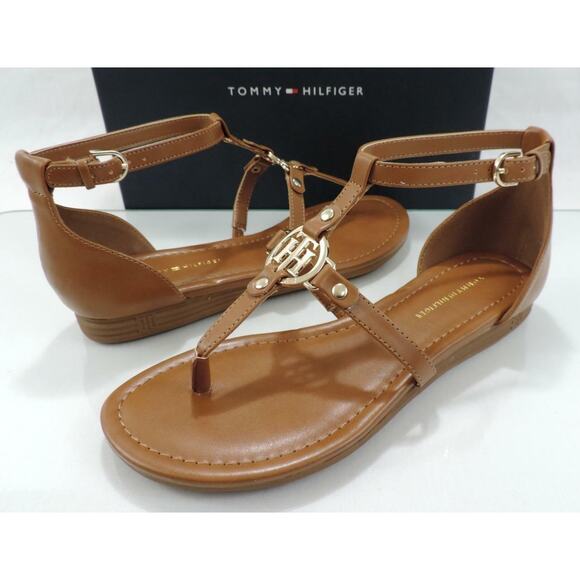 Women's Tommy Hilfiger Henri T-Strap Strappy Thong Sandals Medium Brown - Picture 4 of 8